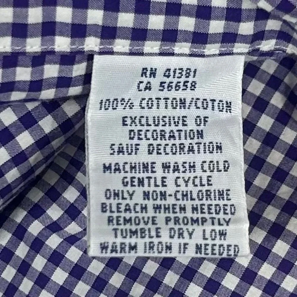 Polo Ralph Lauren Mens Slim Fit Gingham Button Down Shirt Purple White L